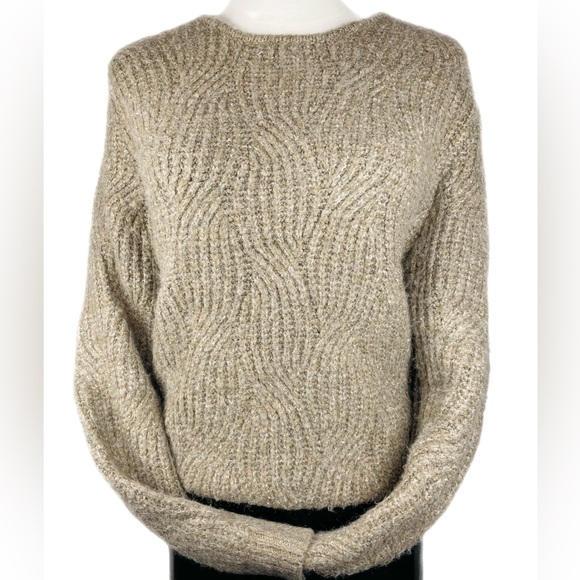 NWT Lili Sidonio Molly Bracken Brown Cable Knit Sweater Peter Pan Collar Sz. S - Picture 5 of 7